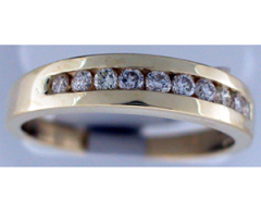 14k Yellow Gold Diamond Wedding Band with Channel Setting 0.37 Cts