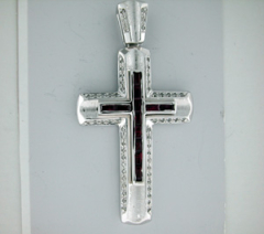 14k white gold diamond and Ruby Cross Pendant 0.70 ct tw