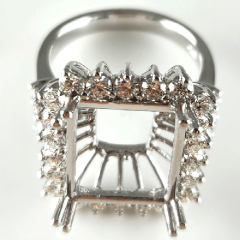 14K White Gold Diamond Halo Semi Mount Diamond Ring 1.68 Ctw 