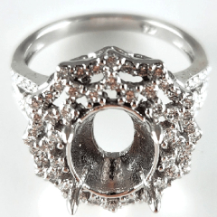 14K White Gold Diamond Halo Semi Mount Split Shank Diamond Ring 1.03 Ctw 