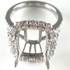 14K White Gold Diamond Halo Semi Mount Split Shank Diamond Ring 1.62 Ctw