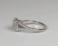 GIA 1.00 Cushion H VS2 Diamond Halo Diamond Split Shank Engagement Ring