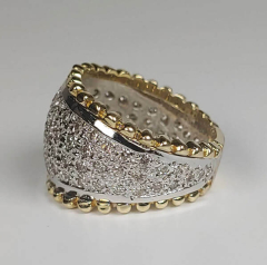 14k Two Tone Diamond Cluster Diamond Wedding Band 1.17 Ctw 