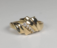 14k Yellow Gold Round Cut Diamonds Anniversary Band 0.10 Ctw 