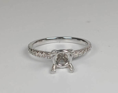 14k Whie Gold Semi Mount Round Cut Diamonds Engagement Ring 0.35 Ctw 