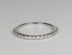 14k White Gold Round Cut Diamonds Prong Setting Wedding Band (2) 0.37 Ctw 