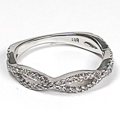 14k White Gold Diamond Braided Wedding Band 0.64 Ctw 