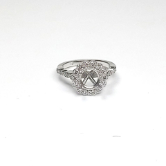 14k White Gold Semi Mount Flower Shape Diamond Engagement Ring 0.62 Ctw 