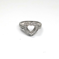 Platinum Round Cut Halo Diamonds Heart Shaped Engagement Ring 0.65 Ctw 