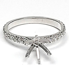 14k White Gold Semi Mount Round Diamonds Engagement Ring 0.39 Ctw 