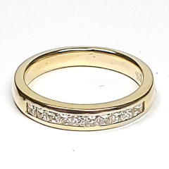 14k Yellow Gold Princess Channel Set Wedding Band 0.62 