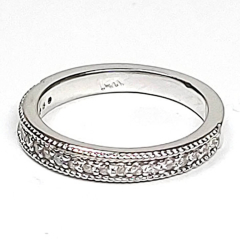 14k White Gold Diamond Milligree Wedding Band 0.35 Ctw 