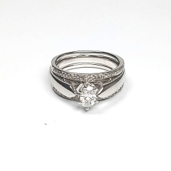 14k White Gold Oval Shape Center Stone Diamond Engagement Ring 0.81 Ctw 