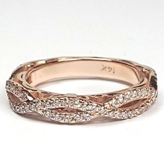 14k Rose Gold Diamond Braided Wedding Band 0.62 Ctw 