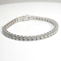 14k White Gold 7" Round Diamond Tennis Bracelet 7.18 Ctw 