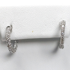 14k White Gold Round Diamonds Hoop Earrings 0.71 Ctw