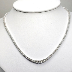 14k White Gold 16" Round Cut Diamonds Tennis Necklace 4.60 Ctw