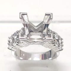 14K White Gold Semi Mount Diamond Engagement Ring 1.27 Ctw 