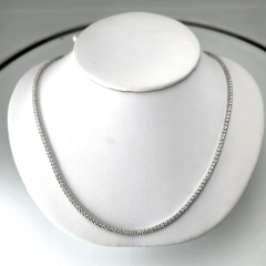 14k White Gold 18" Round Diamond Tennis Necklace 8.58 Ctw 