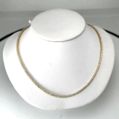 14k 16" Yellow Gold Round Diamond Tennis Necklace 4.96 Ctw 