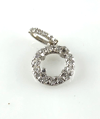 14k White Gold Round Diamond Semi Mount Pendant with Veil 0.50 Ctw 