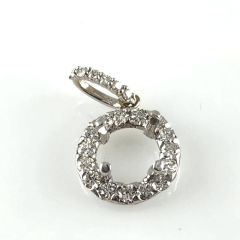 14k White Gold Round Diamond Semi Mount Pendant with Veil 0.50 Ctw 