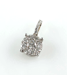 14K White Gold Round Diamond Invisible Cluster Pendant with Veil 0.90 Ctw 