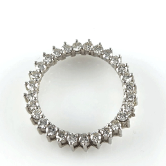 14K White Gold Round Diamond Circle Pendant 1.68 Ctw 