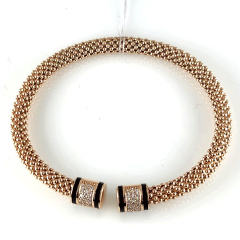 14K Rose Gold Round Diamonds Bangle Bracelet 0.58 Ctw 