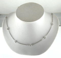 14K White Gold 16" Diamond by the Yard Necklace 