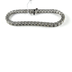 14K White Gold Round Diamond Tennis Bracelet 6.91