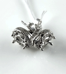 14K White Gold Semi Mount Diamond Halo Screwback Earrings 0.36 Ctw 
