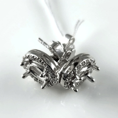 14K White Gold Semi Mount Diamond Halo Screwback Earrings 0.36 Ctw 