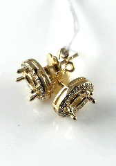 14K Yellow Gold Semi Mount Diamond Halo Screwback Earrings 0.36 Ctw 