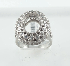 14K White Gold Semi Mount Diamond Antique Ring 1.25 Ctw 
