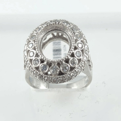 14K White Gold Semi Mount Diamond Antique Ring 1.25 Ctw 