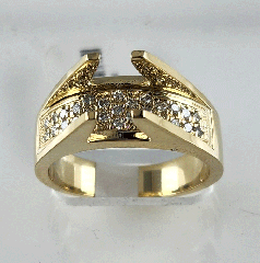 14K Yellow Gold Semi Mount Diamond Pave Engagement Ring 0.40 Ctw 