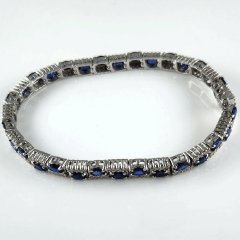14k White Gold 8" Diamond and Sapphire Bracelet 9.92 Ctw 