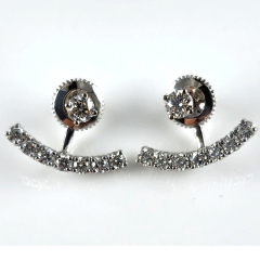 14K White Gold Diamond Earrings 1.29 Ctw 