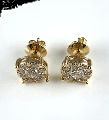 14K White Gold Cluster Diamond Screw Back Earrings 1.82 Ctw