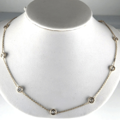 14K Solid Yellow Gold 16" Diamond by the Yard Necklalce 1.54 Ctw