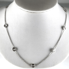 14K White Gold 16" Diamond by the Yard Necklace 3.20 Ctw 