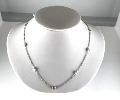 14K White Gold 16" Diamond by the Yard Necklace 3.19 Ctw 