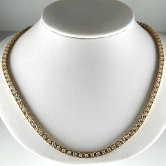 14K Solid Yellow Gold 16" Round Cut Tennis Necklace 4.94 Ctw 