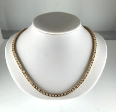 14K Solid Yellow Gold 16" Round Cut Tennis Necklace 4.94 Ctw 