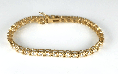 14K Solid Yellow Gold Round Cut Diamond Tennis Bracelet 3.18 Ctw 