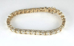 14K Solid Yellow Gold Round Cut Diamond Tennis Bracelet 5.34 Ctw 