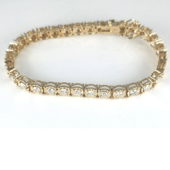 14K Solid Yellow Gold Round Cut Diamond Tennis Bracelet 5.34 Ctw 