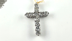 14K White Gold Princess Cut Diamonds Cross Pendant 3.01 Ctw 