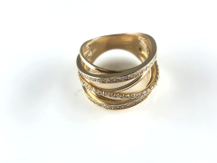 14K Yellow Gold Round Cut Diamond Fashion Ring 1.03 Ctw